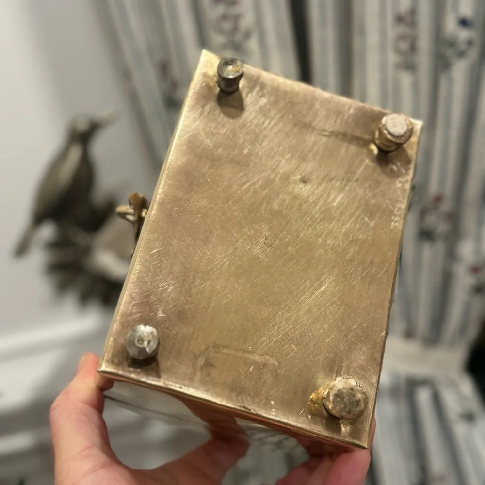 Vintage Solid Brass Handcrafted Jewelry Trinket Box Decorative